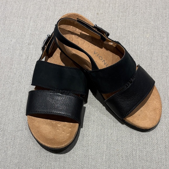 Vionic Black and Tan Open-Toe Sandals - Picture 1 of 5